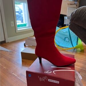 Impo Red Heeled Boots with Stiletto Design